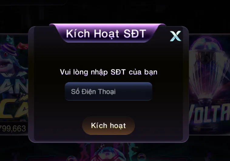 Kích hoạt tài khoản qua số điện thoại tại cổng game 789Club.